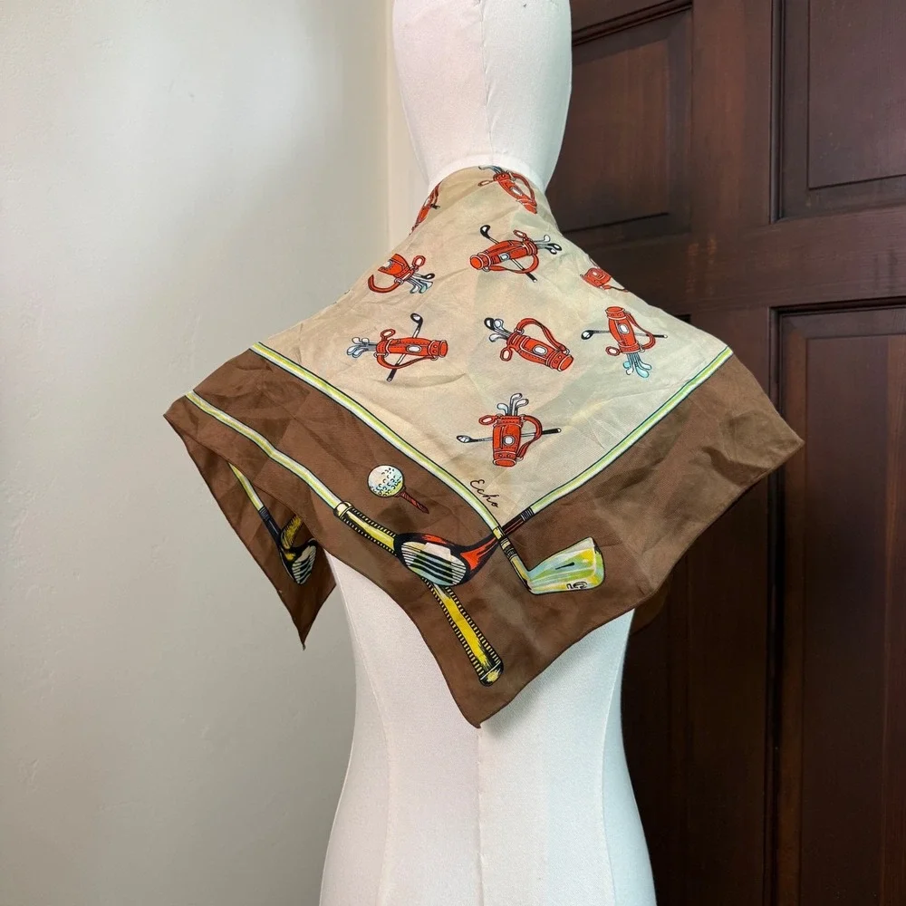 Echo Silk Scarf Golf Clubs Caddy Theme | Brown | 23